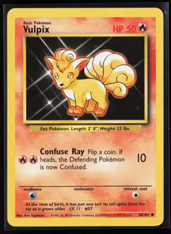 Vulpix 68/102 Common Base Set Unlimited WOTC Vintage Pokemon LP - Image 1