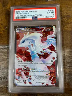 POKEMON 2013 Black White Legendary Treasure Radiant Full Art RESHIRAM RC22 PSA 6 - Image 1