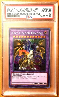 Yugioh Five-Headed Dragon - 1st Edition Secret Rare BLHR-EN000 - PSA 10 Gem Mint - Image 1
