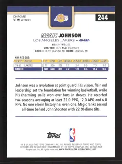 2025-26 Topps Chrome Basketball #244 Magic Johnson Blue X-FRACTOR Refractor - Image 2