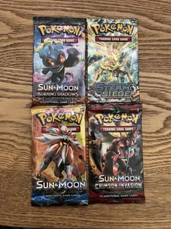 Pokemon Booster Pack Lot Burning Shadows Steam Siege Sun & Moon Crimson Invasion - Image 1
