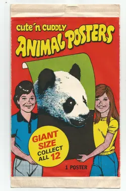 NOS Sealed 1981 Topps Cute 'N Cuddly Animal Posters Pack - Image 1