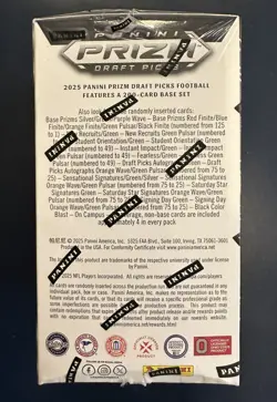 2025 Panini Prizm Draft Picks Football - Blaster Box (30 cards) - Factory Sealed - Image 2