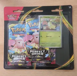 Pokemon Tcg Perfect Order Triple 3 Pack Blister chikorita New Factory Sealed - Image 1