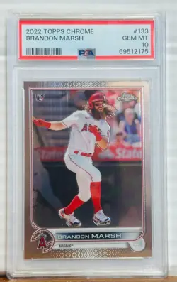 2022 Topps Chrome 133 Brandon Marsh PSA Gem Mint 10 RC Los Angeles Angels - Image 1