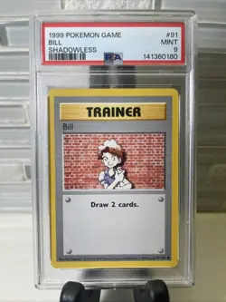 1999 POKEMON GAME #91 BILL PSA 9 MINT BASE SET SHADOWLESS - Image 1