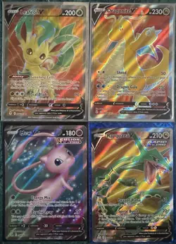 POKEMON EVOLVING SKIES FULL ART DRAGONITE LEAFEON RAYQUAZA V FS MEW V CARD LOT ! - Image 1