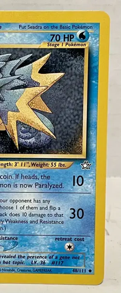 Seadra 48/111 Pokemon Card Unlimited Neo Genesis 2000 WOTC Vintage NM - Image 2