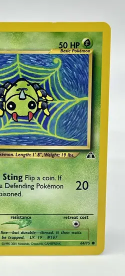 Spinarak 64/75 Neo Discovery Common Pokemon Card WOTC Non Holo Vintage 2001 NM - Image 3