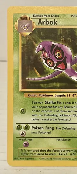 Unlimited Fossil Arbok 31/62 Pokemon Card WOTC Vintage LP - Image 2