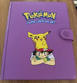 Pokemon - Official Purple Ash & Pikachu 4-Pocket TCG Card Binder Storage Vintage - Image 1