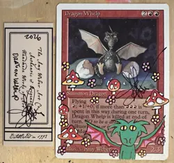 MTG Dragon Whelp Alter Altered Sketch Art Amy WEBER Magic - Image 1