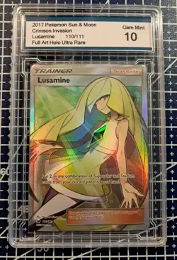 2017 Pokemon Lusamine Trainer Full Art Holo 110/111 Crimson Invasion Gem Mint 10 - Image 1