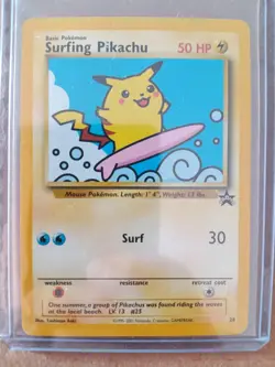 Surfing Pikachu # 28 Black Star Promo WOTC Rare Pokemon Card - Image 1