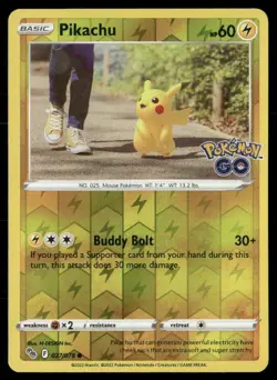 Pikachu (27) Reverse Holofoil Common Pokemon GO 027/078 NM - Image 1