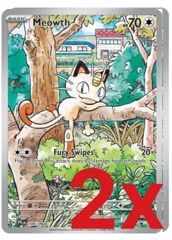 2x Meowth ME02: Phantasmal Flames 106/094 Illustration Rare Holofoil Pokemon NM - Image 1