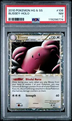 2010 POKEMON HEARTGOLD BLISSEY PRIME #106 ULTRA RARE PSA 7 NM #119298774 - Image 1
