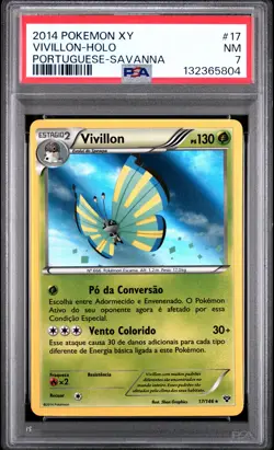 2014 POKEMON XY PORTUGUESE-SAVANNA #17 VIVILLON-HOLO PSA 7 - Image 1