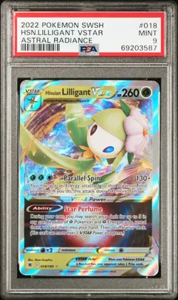 2022 POKEMON SWORD & SHIELD ASTRAL RADIANCE #018 HISUIAN LILLIGANT VSTAR PSA 9 - Image 1