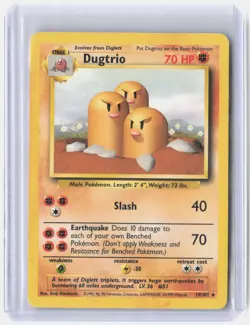 Dugtrio 19/102 Rare Base Set Unlimited Pokemon Lightly Played - Image 1
