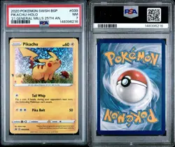 PSA-7-Pikachu-2020 Pokemon SWSH General Mills 25th Anniversary #039 Holo - Image 3