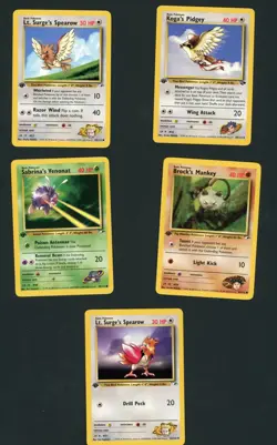 Gym Hereos 1st Edition Lot Pokemon Card Pidgey Sparrow Mankey (7) NM - Image 1