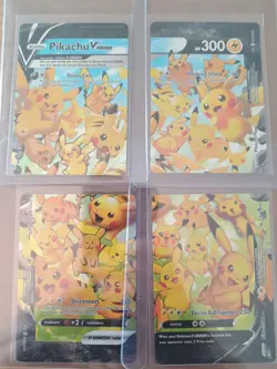Pikachu V-UNION Full Set 4 Promo Cards SWSH Black Star NM Sleeved Complete - Image 1