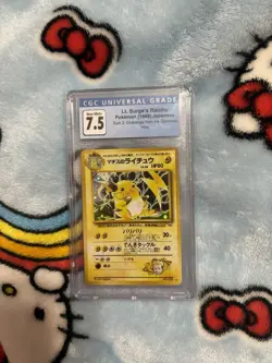CGC 7.5 Lt. Surge’s Raichu No. 026 Japanese Pokemon Card Gym Challenge - Image 1