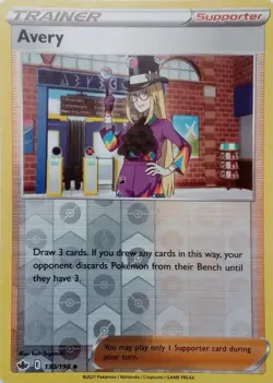 130/198 AVERY REVERSE HOLO CHILLING REIGN POKEMON CARD - Image 1