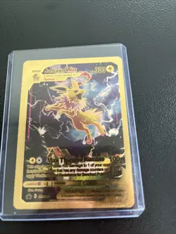 Pokemon Jolteon VMAX 300hp Gold Foil Fan Art Collector Card TCG - Image 1