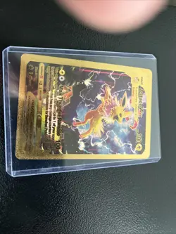 Pokemon Jolteon VMAX 300hp Gold Foil Fan Art Collector Card TCG - Image 3