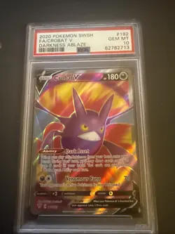 2020 Pokemon Sword & Shield Darkness Ablaze FA Crobat V 182/189 #182 PSA 10 - Image 1