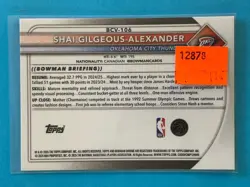 Shai Gilgeous-Alexander 2025-26 Bowman Chrome (SP) Reptilian Refractor #BCV-106 - Image 2