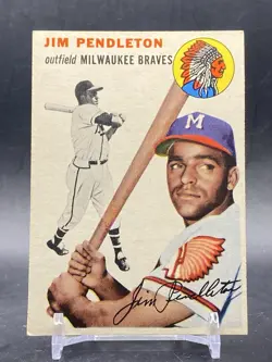 1954 Topps #165 Jim Pendleton Milwaukee Braves VTG Baseball Trading Card - Image 1