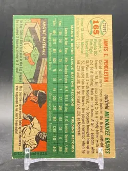 1954 Topps #165 Jim Pendleton Milwaukee Braves VTG Baseball Trading Card - Image 2