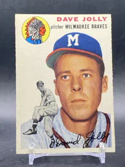 1954 Topps #188 Dave Jolly Rookie Milwaukee Braves VTG Baseball Trading Card - Image 1
