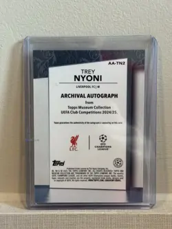 Trey Nyoni Rookie Auto 1/1 - Topps Museum Collection 2025 Liverpool 1 of 1 RC - Image 3
