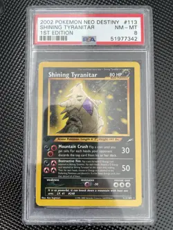2002 Pokemon Neo Destiny Shining Tyranitar 1st Edition #113 PSA 8 - Image 1