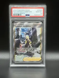 2023 Pokemon SWSH Crown Zenith Full Art Cynthia's Ambition #GG60 PSA 10 Gem Mint - Image 1