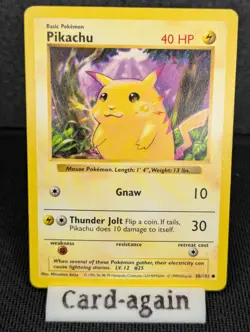 Pokemon TCG Pikachu Base Set Shadowless Yellow Cheeks Card 58/102 LP Free Ship - Image 1