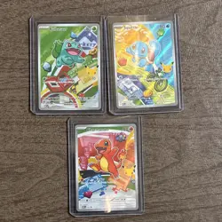 Pokemon Bulbasaur Squirtle Charmander First Illustration Chase Cards - Image 1