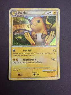 2010 Pokemon Card Raichu 10/123 Holo TCG HeartGold SoulSilver HGSS FREE SHIPPING - Image 1