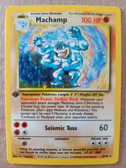 MACHAMP 1st Edition Holographic 8/102 Base Set Fresh Pull Clean Centering - Image 1