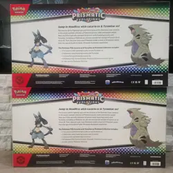 2 x Pokemon Prismatic Evolutions Lucario EX and Tyranitar EX Premium Collection - Image 2
