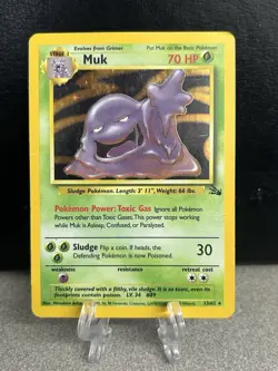 Pokemon Muk Fossil Holo Rare Stage 1 13/62 English 1999 HP70 Card - Image 1