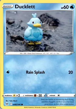 Ducklett 046/196 SWSH11: Lost Origin Pokemon Card TCG - Image 1