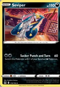 Seviper 116/196 SWSH11: Lost Origin Pokemon Card TCG - Image 1