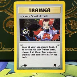 Pokemon 1st edition Rocket's Sneak Attack Trainer Card Holo Rare 16/82 Holo LP - Image 1