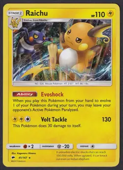 Pokemon Raichu 41/147 Holo Burning Shadows - Image 1