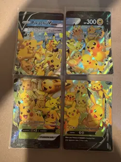 POKEMON! Pikachu V-Union SwSH Black Star Promo Set of 4 NM - Image 1